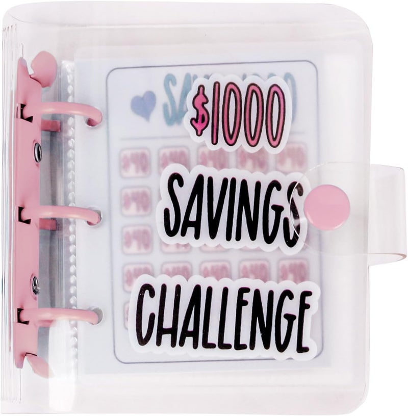DVHOK Money Saving Binder, $1000 Money Saving Challenge Binder, Reusable Budget Book with Cash Envelopes Pink - Image 1